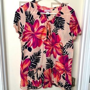 Koi by Kathy Peterson hibiscus scrub top size Large